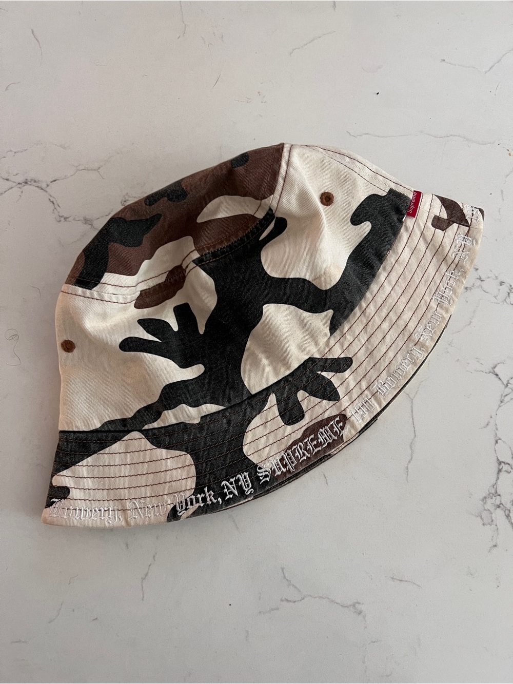 Supreme SS23 brown camo embroidered brim crusher size M/L